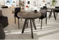 Table à manger 80cm haute de style industriel coloris gris en bois massif et métal