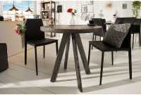 Table à manger 80cm haute de style industriel coloris gris en bois massif et métal