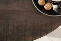 Table à manger 80cm haute de style industriel coloris gris en bois massif et métal