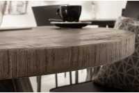 Table à manger 80cm haute de style industriel coloris gris en bois massif et métal
