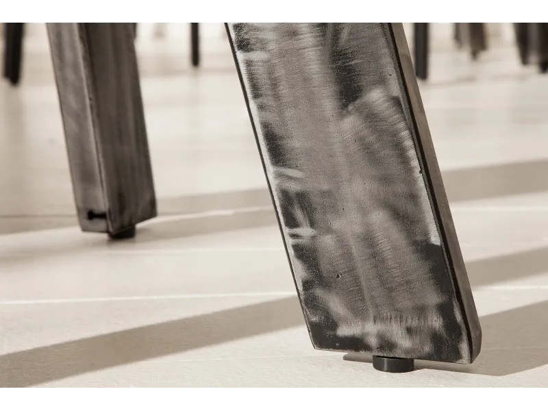 Table à manger 80cm haute de style industriel coloris gris en bois massif et métal