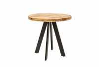 Table à manger 80cm haute de style industriel coloris naturel en bois massif et métal