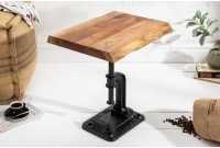 Table d'appoint design industriel coloris naturel et noir en bois massif et métal