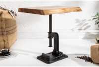 Table d'appoint design industriel coloris naturel et noir en bois massif et métal