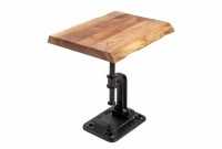 Table d'appoint design industriel coloris naturel et noir en bois massif et métal