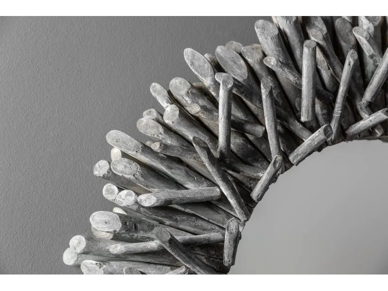 Miroir design naturel en bois flotté de couleur gris