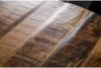 Table à manger design rond de 120 cm coloris naturel et noir en bois massif et métal