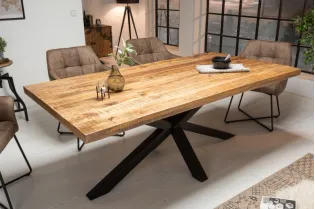 Table à manger en bois massif de 180 cm coloris naturel 2