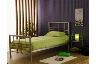 Lit contemporain de 90 x 200 cm en métal teinté gris