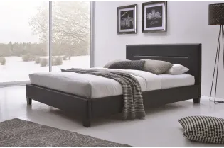 Lit moderne de 140 x 200 cm en simili cuir coloris noir