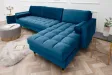 Canapé d'angle en velours coloris bleu 260cm (MONTABLE À GAUCHE + À DROITE)