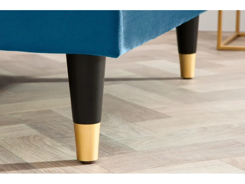 Canapé d'angle en velours coloris bleu 260cm (MONTABLE À GAUCHE + À DROITE)