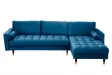 Canapé d'angle en velours coloris bleu 260cm (MONTABLE À GAUCHE + À DROITE)