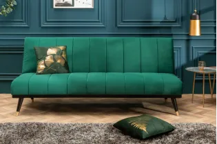 Canapé-lit en velours coloris vert émeraude
