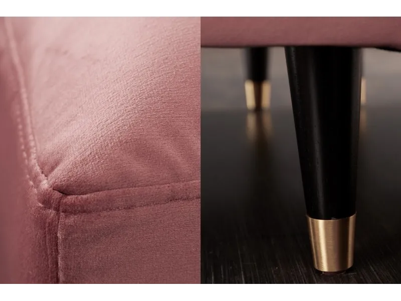 Canapé d'angle en velours coloris rose pastel 260cm (Montable à gauche + à droite)