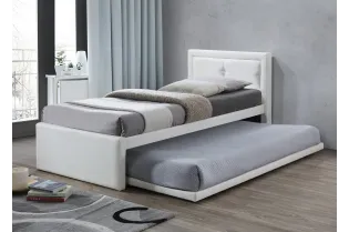 Lit gigogne de 90 x 200 cm en simili cuir coloris blanc