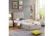 Lit coffre moderne de 90 x 200 cm en tissu coloris beige