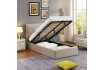 Lit coffre moderne de 90 x 200 cm en tissu coloris beige