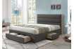 Lit design de 160 x 200 cm avec rangement en tissu coloris gris