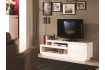 Meuble TV design blanc laqué, 2 tiroirs