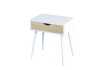 Table de chevet avec tiroir en MDF et métal coloris blanc et bois naturel