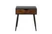 Table de chevet avec tiroir en MDF et métal coloris noir et bois foncé