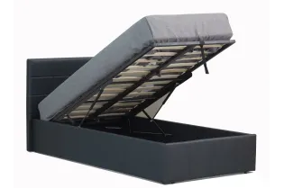 Lit coffre moderne de 90 x 200 cm en simili cuir coloris noir 2