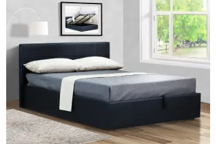 Lit coffre moderne de 140 x 200 cm en simili cuir coloris noir