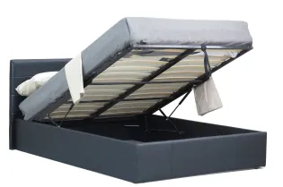 Lit coffre moderne de 140 x 200 cm en simili cuir coloris noir 2