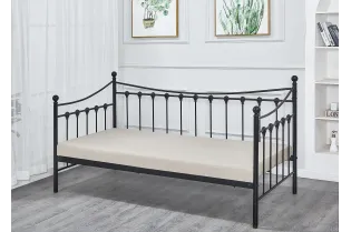 Lit banquette contemporain de 90 x 200 cm en métal coloris noir