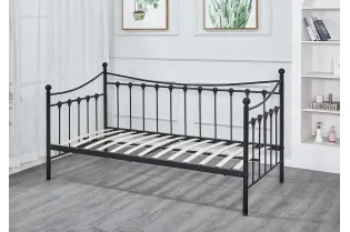 Lit banquette contemporain de 90 x 200 cm en métal coloris noir 2