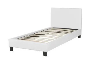 Lit moderne de 90 x 200 cm en simili cuir blanc