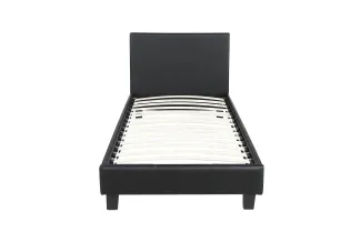 Lit moderne de 90 x 200 cm en simili cuir noir 2