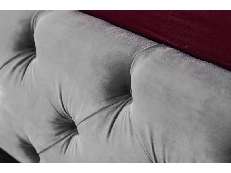 Lit design 180x200cm Chesterfield en velours coloris gris argent
