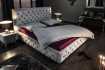 Lit design 160x200cm Chesterfield en velours coloris gris argent