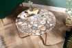 Table basse design ronde en agate multi-couleur avec piétement pliable en métal