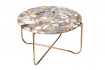 Table basse design ronde en agate multi-couleur avec piétement pliable en métal