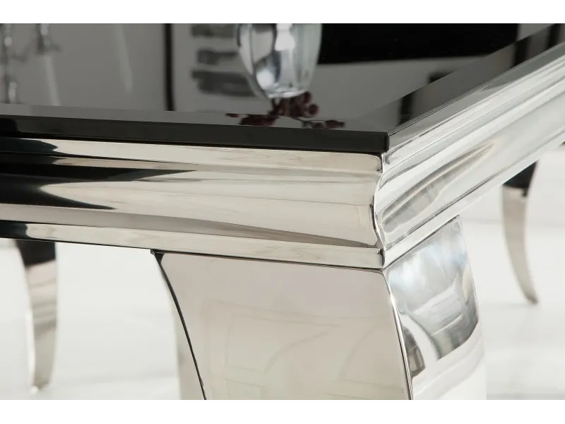 Table de salle à manger 180cm design baroque en noir et argent