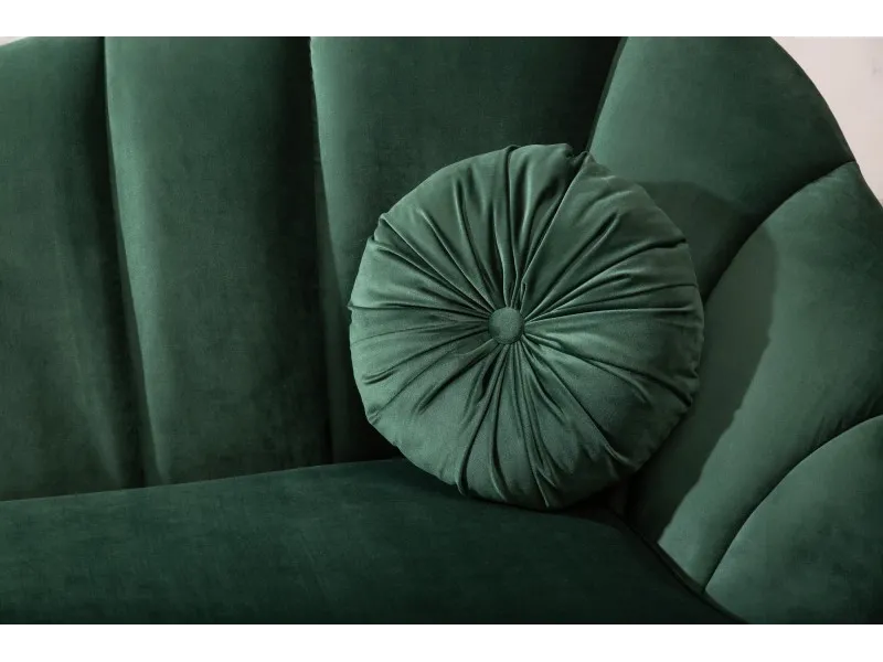 Canapé en velours style rétro coloris vert bouteille 220cm