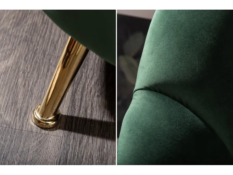 Canapé en velours style rétro coloris vert bouteille 220cm