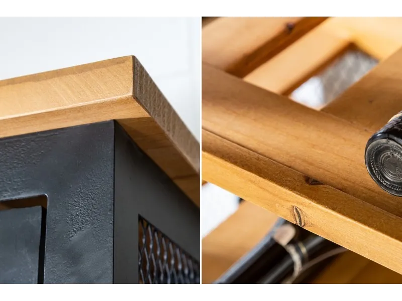 Etagère à vin en bois massif design industriel coloris naturel 184cm