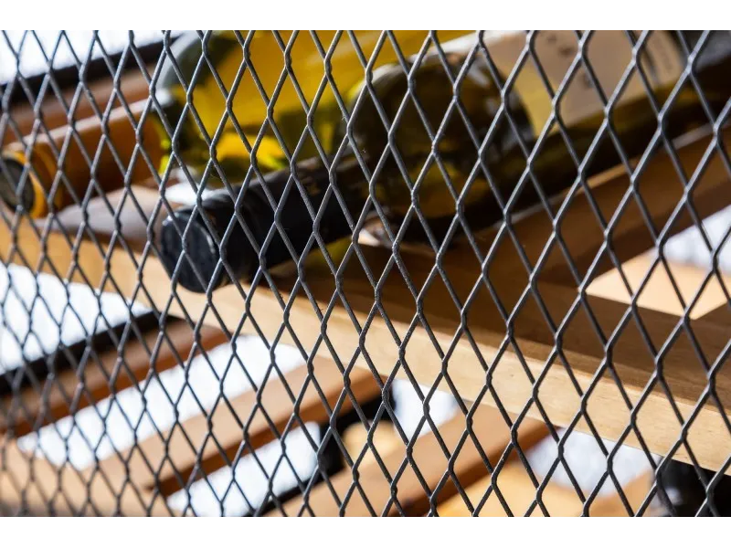 Etagère à vin en bois massif design industriel coloris naturel 184cm