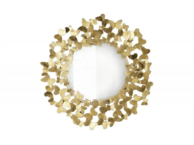 Miroir rond design papillon coloris doré 78cm