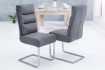 Lot de 2 Chaises gris vintage design rétro acier inoxydable
