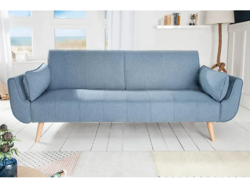 Canapé convertible design scandinave coloris bleu claire en tissu