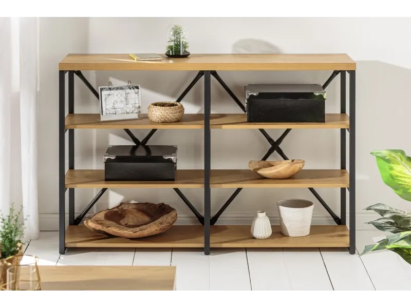 BIBLIOTHEQUE MODERNE STYLE INDUSTRIEL 110cm