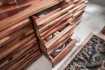Bahut design coloris naturel en bois massif à 3 tiroirs et 2 portes