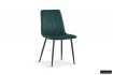 Chaise design en velours coloris vert, pieds noirs