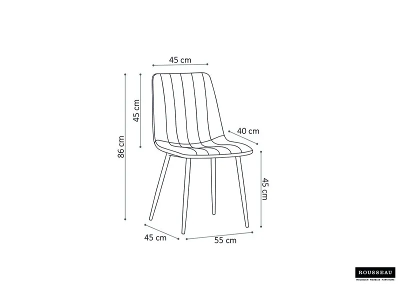 Chaise design en velours, coloris gris foncé, pieds noirs