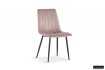 Chaise design en velours coloris rose, pieds noirs